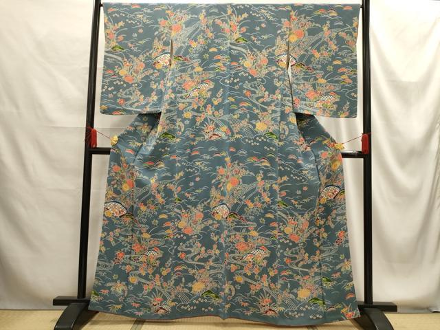 平和屋着物■上質な小紋　型染め　松竹梅流水花籬文　正絹　逸品　AABG1300sx