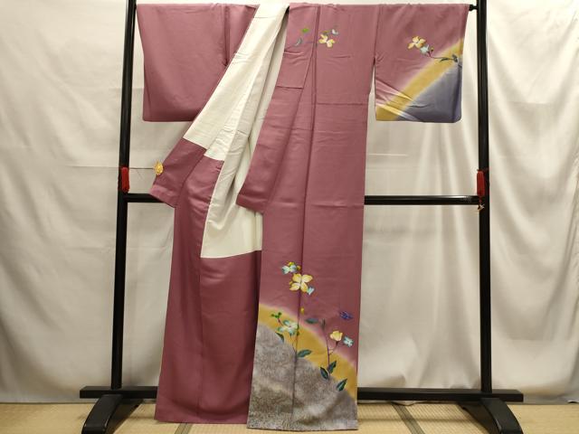平和屋着物■訪問着　花蝶文　暈し染め　金彩　正絹　逸品　AABG1305sx