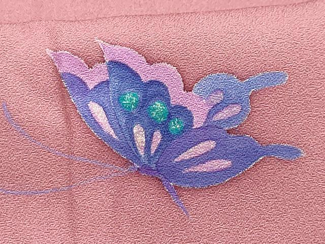 平和屋着物■訪問着　花蝶文　暈し染め　金彩　正絹　逸品　AABG1305sx