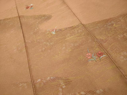 平和屋着物■訪問着　刺繍　流水花文　金彩　正絹　逸品　AABG1312sx