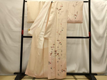 平和屋着物■訪問着　刺繍　枝花文　暈し染め　金糸　金彩　正絹　逸品　AABG1313sx