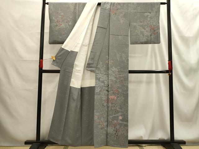 平和屋着物■訪問着　刺繍　流水花文　正絹　逸品　AABG1317sx