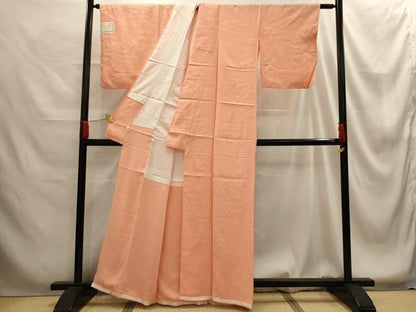平和屋着物■上質な色無地　立波地紋　一斤染色　正絹　逸品　AABG1319sx