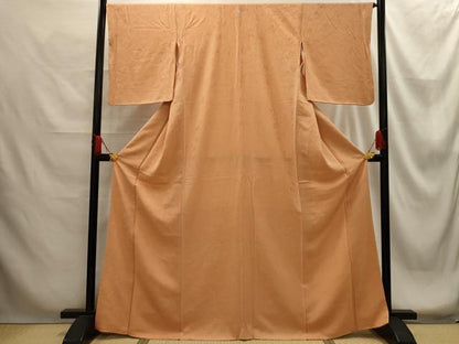 平和屋着物■上質な色無地　枝葉地紋　深支子色　正絹　逸品　AABG1321sx