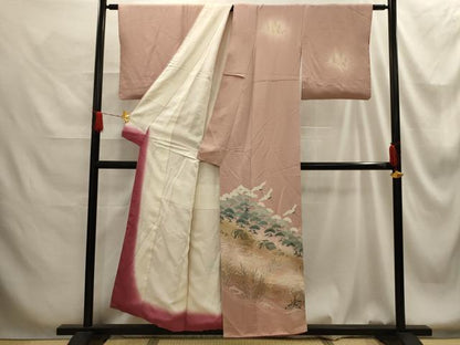 平和屋着物■訪問着　飛鶴浜松文　暈し染め　金彩　正絹　逸品　AABG1322sx