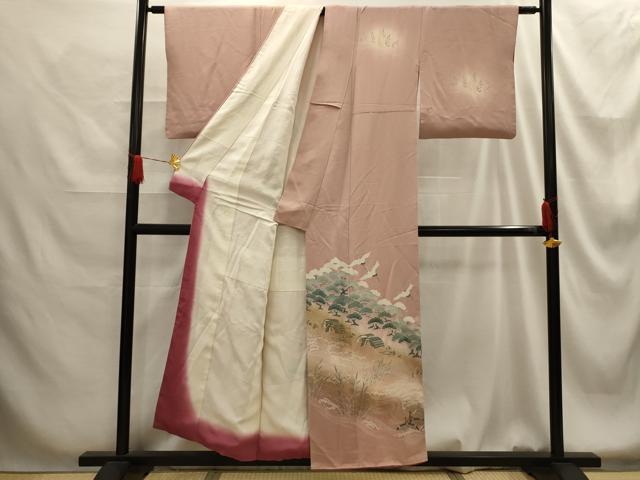 平和屋着物■訪問着　飛鶴浜松文　暈し染め　金彩　正絹　逸品　AABG1322sx