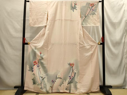 平和屋着物■訪問着　手描き　草花文　暈し染め　正絹　逸品　AABG1324sx