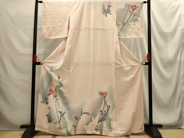 平和屋着物■訪問着　手描き　草花文　暈し染め　正絹　逸品　AABG1324sx