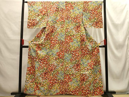平和屋着物■上質な小紋　草花文　正絹　逸品　AABG1325sx