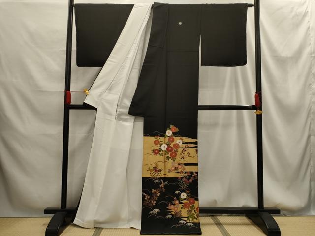平和屋着物■豪華黒留袖　作家物　霞花文　金彩　正絹　逸品　AABG1337sx