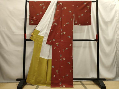 平和屋着物■上質な小紋　型染め　草花文　正絹　逸品　AABG1352sx