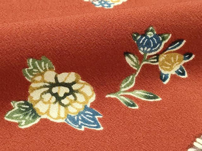 平和屋着物■上質な小紋　型染め　草花文　正絹　逸品　AABG1352sx