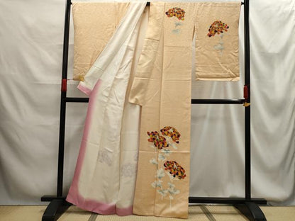 平和屋着物■上質な小紋　草花文　金彩　正絹　逸品　AABG1354sx