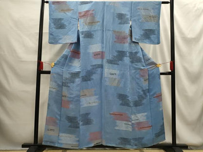 平和屋着物■上質な小紋　寿光織　霞文　金銀糸　正絹　逸品　AABG1357sx