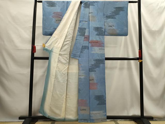 平和屋着物■上質な小紋　寿光織　霞文　金銀糸　正絹　逸品　AABG1357sx