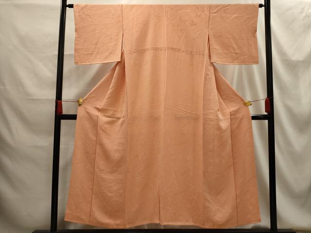 平和屋着物■上質な色無地　笹竹地紋　一斤染色　正絹　逸品　AABG1364sx