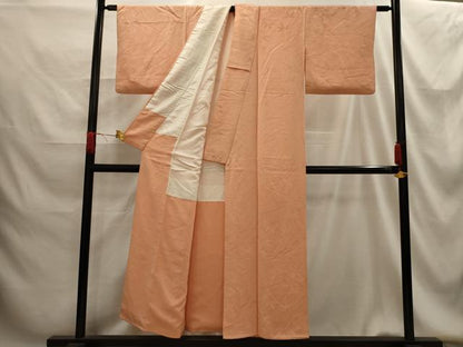 平和屋着物■上質な色無地　笹竹地紋　一斤染色　正絹　逸品　AABG1364sx