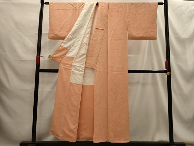 平和屋着物■上質な色無地　笹竹地紋　一斤染色　正絹　逸品　AABG1364sx