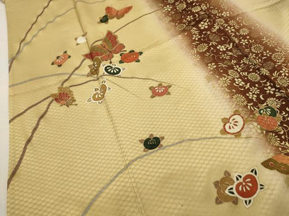 平和屋着物■訪問着 花蝶文 暈し染め 金彩 正絹 逸品 AABG1365sx