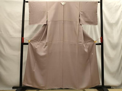平和屋着物■上質な色無地　作家物　紋意匠　薄柿色　正絹　逸品　AABG1368sx