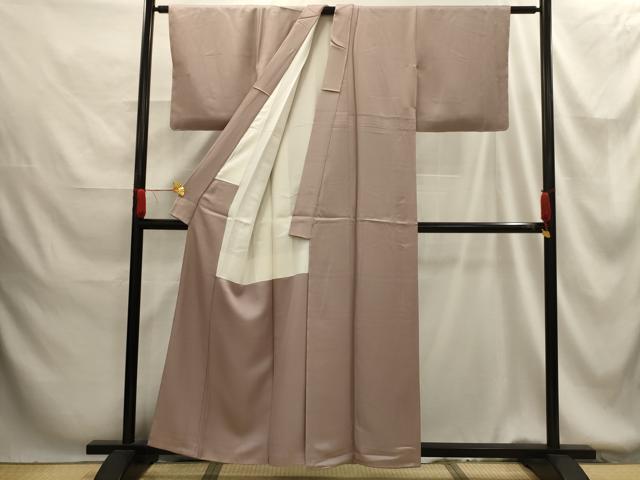 平和屋着物■上質な色無地　作家物　紋意匠　薄柿色　正絹　逸品　AABG1368sx