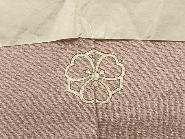 平和屋着物■上質な色無地　作家物　紋意匠　薄柿色　正絹　逸品　AABG1368sx