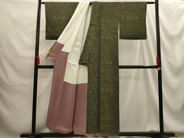 平和屋着物■上質な小紋　幾何学文　正絹　逸品　AABG1370sx