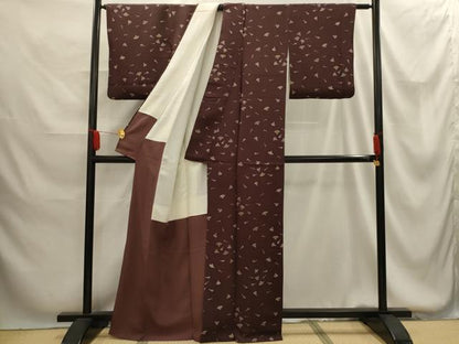平和屋着物■上質な小紋　扇面文　鬼しぼ縮緬　正絹　逸品　AABG1371sx