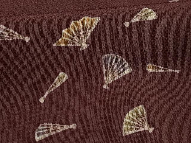 平和屋着物■上質な小紋　扇面文　鬼しぼ縮緬　正絹　逸品　AABG1371sx