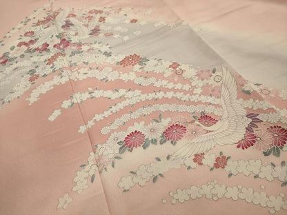 平和屋着物■訪問着　飛鶴花文　暈し染め　正絹　逸品　AABG1373sx