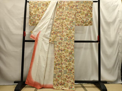 平和屋着物■上質な小紋　松竹梅花風景文　正絹　逸品　AABG1377sx