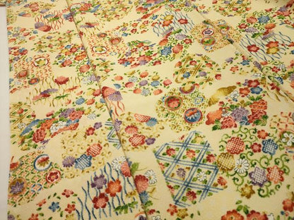 平和屋着物■上質な小紋　松竹梅花風景文　正絹　逸品　AABG1377sx