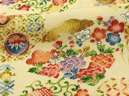 平和屋着物■上質な小紋　松竹梅花風景文　正絹　逸品　AABG1377sx
