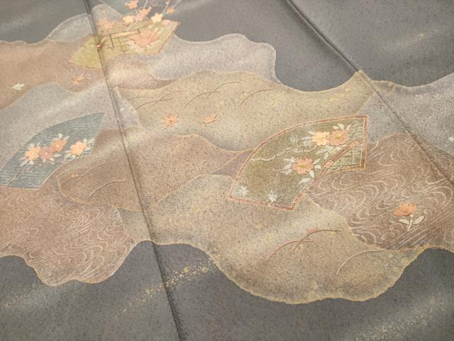 平和屋着物■訪問着　絞り　刺繍　地紙花文　金糸　金銀彩　正絹　逸品　AABG1380sx