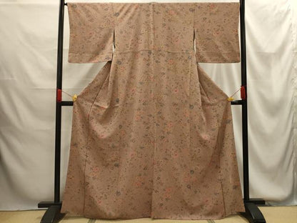 平和屋着物■上質な小紋　草木染　草花文　正絹　逸品　AABG1383sx