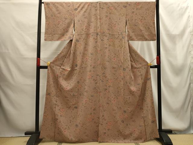 平和屋着物■上質な小紋　草木染　草花文　正絹　逸品　AABG1383sx