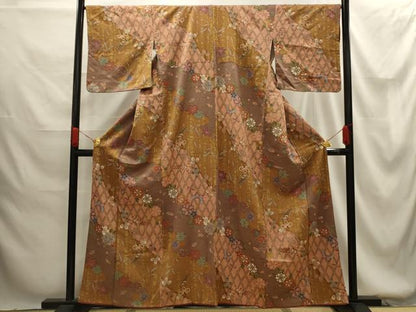 平和屋着物■上質な小紋　花蝶文　金彩　正絹　逸品　AABG1386sx