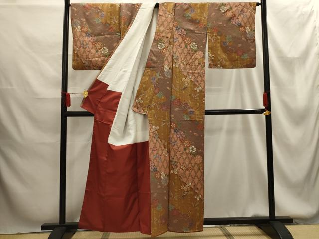 平和屋着物■上質な小紋　花蝶文　金彩　正絹　逸品　AABG1386sx