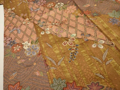 平和屋着物■上質な小紋　花蝶文　金彩　正絹　逸品　AABG1386sx