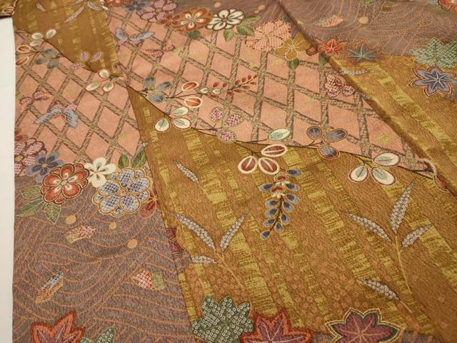 平和屋着物■上質な小紋　花蝶文　金彩　正絹　逸品　AABG1386sx