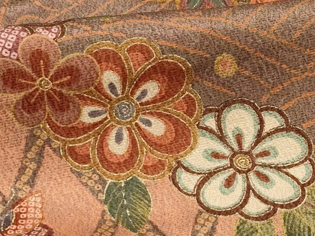 平和屋着物■上質な小紋　花蝶文　金彩　正絹　逸品　AABG1386sx