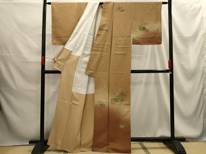 平和屋着物■訪問着 刺繍 地紙風景文 暈し染め 金糸 正絹 逸品 AABG1390sx