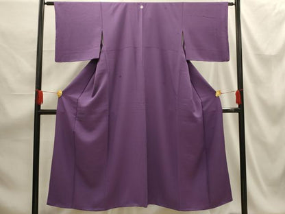 平和屋着物■上質な色無地 花菱地紋 江戸紫色 正絹 逸品 AABG1397sx