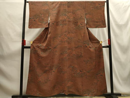 平和屋着物■上質な小紋 風景文 鬼しぼ縮緬 正絹 逸品 AABG1398sx