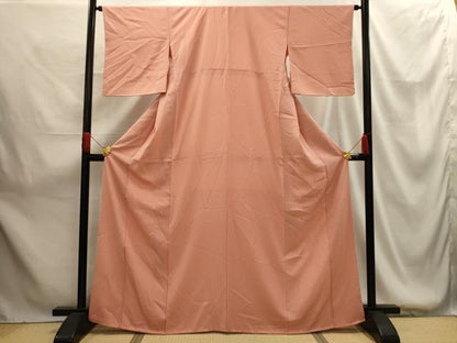 平和屋着物■上質な色無地 紋意匠 一斤染色 正絹 逸品 AABG1415sx