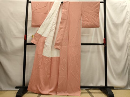 平和屋着物■上質な色無地 紋意匠 一斤染色 正絹 逸品 AABG1415sx