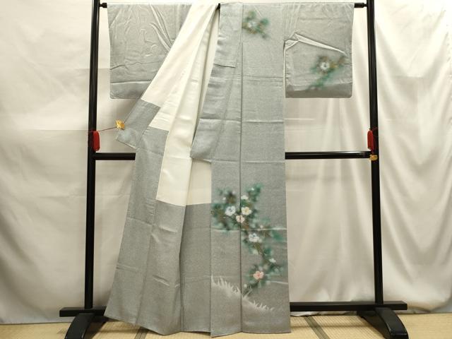 平和屋着物■訪問着 手描き 枝花文 暈し染め 金彩 正絹 逸品 AABG1439sx