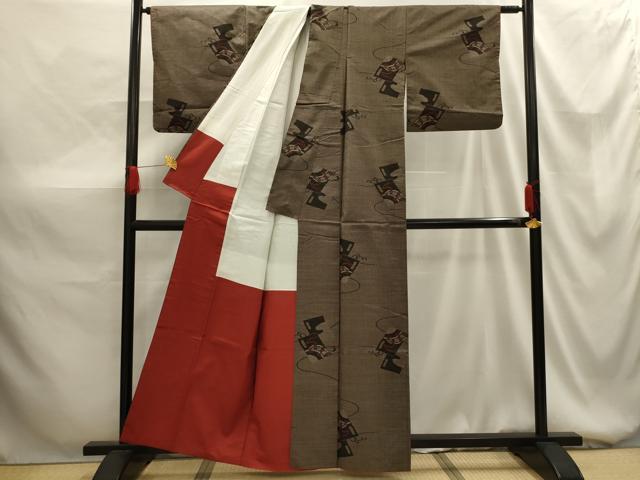 平和屋着物■本場大島紬 7マルキ 色紙重ね鼓文 正絹 逸品 AABG1440sx