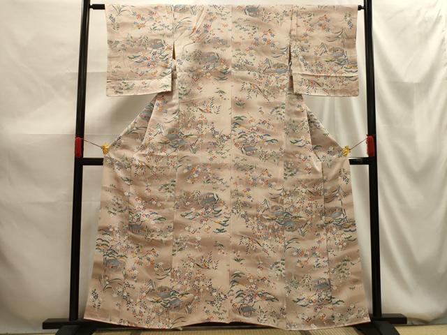 平和屋着物■上質な小紋 松竹梅風景文 暈し染め 正絹 逸品 AABG1443sx