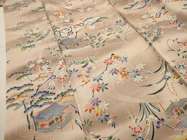 平和屋着物■上質な小紋 松竹梅風景文 暈し染め 正絹 逸品 AABG1443sx